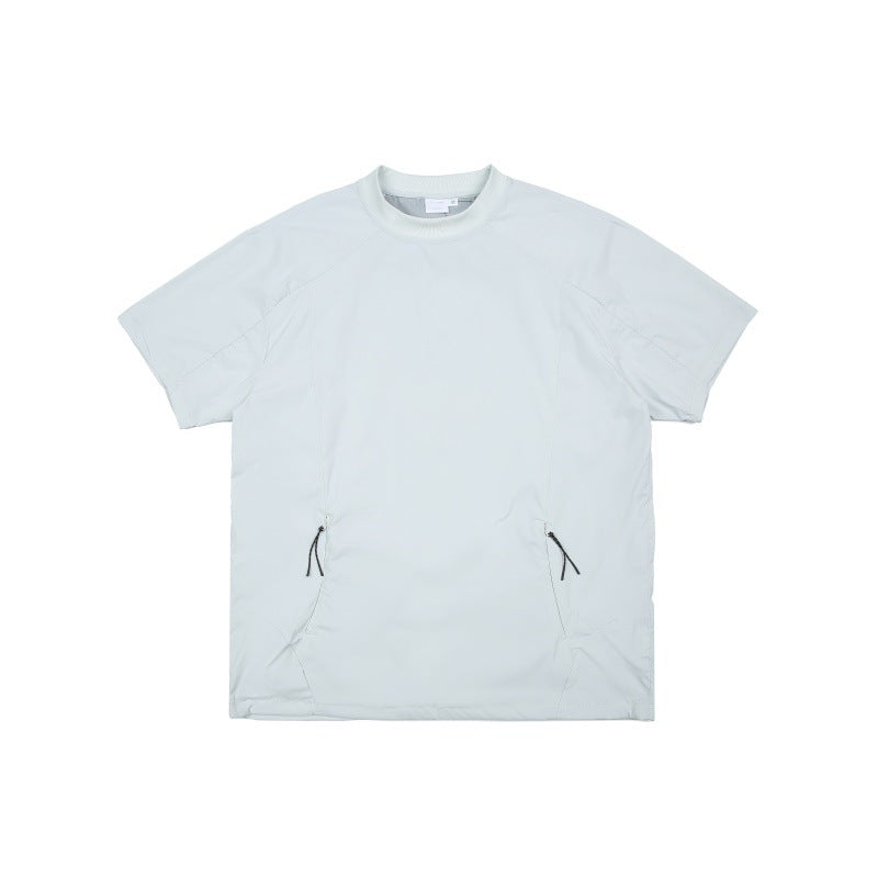 Outdoor waterproof four sided elastic splicing short sleeved T-shirt