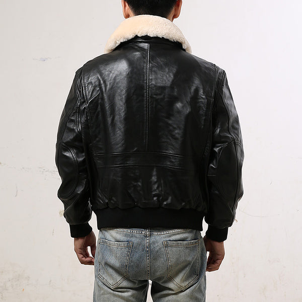 Sheepskin Jacket Casual Aviation Flight Suit Leather Jacket